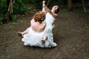 zipline at a wilderness wood wedding
